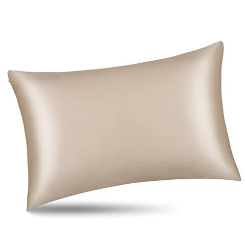 Image of ALASKA BEAR 100% 19 Momme Mulberry Silk Pillowcase, 50x75 cm, Both Sides Silk, 600 Thread Count, Hypoallergenic Pillow Cover for Skin Health with Hidden Zipper (1, Champagne Gold)