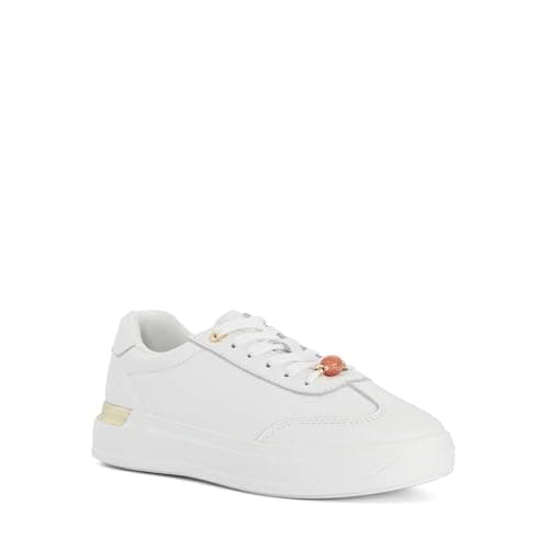 Image of Dune London Ladies ELASA Leather Cupsole Trainers Size UK 5 White