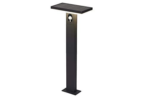 Image of 4lite Outdoor LED Rectangular Solar Bollard Light with PIR Sensor IP54 230lm Die-Cast Aluminium Graphite - Cool White
