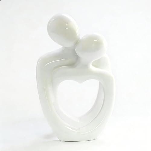 Image of Zhixan Couple Statue, Abstract Resin Sculpture for Living Room, Bedroom and Shelf Decor, Romantic Home Decoration Accessory, Gift for Wedding, Anniversary and Valentine‘s Day (White)