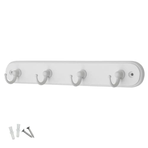 Image of Keypak 4-Hook Wall-Mounted Key Tidy, Key Holder Organiser for Entryway Hallway Living Room, White Hooks on White Board