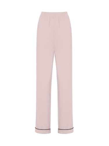 Image of DORINA CHARLI Pyjama Trousers – Soft Viscose Jersey Fabric, Piping Details, Elastic Waistband, Pink