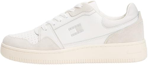 Image of Tommy Jeans Women's Tjw Retro Basket Sneaker En0En02818 Low Top, White (Ecru/Stratus Grey), 6 UK