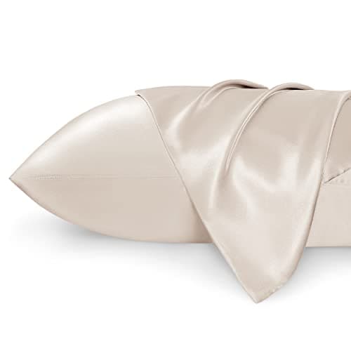 Image of Bedsure Satin Pillowcase for Hair - Similar to Silk Pillowcase, Cooling Pillow Cases 2 Pack with Envelope Closure, Gifts for Women, Queen & Standard Size 50x75 cm, Beige
