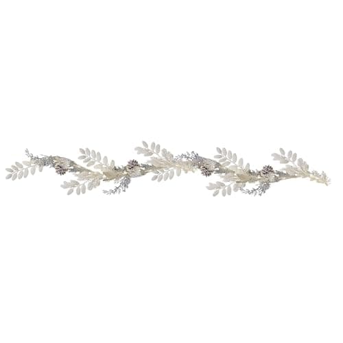 Image of Ginger Ray White & Silver Artificial Foliage Berry Glitter Garland Christmas Fireplace Decoration, 1.8m, SIL-429