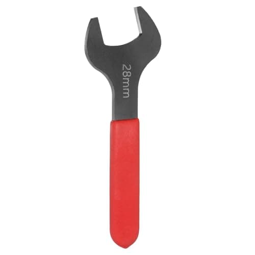 Image of sourcing map Single Open End Wrench 28mm Metric 15 Degree Offset Angle U-Shaped Open Ended Spanner Small Flat Head Blackening Wrench with Red Shank for Automotive Repair Furniture Assembly
