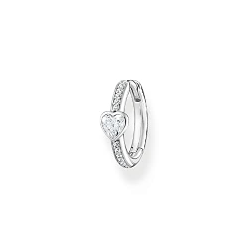 Image of THOMAS SABO Single hoop earring with heart and white stones silver 925 Sterling Silver