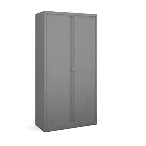 Image of Mr Office Bisley systems storage high tambour cupboard 1970mm high - goose grey