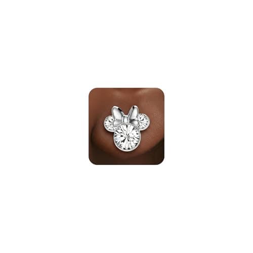 Image of Disney Minnie Mouse Silver Plated Clear April Birthstone Earrings EF00469SAPRL