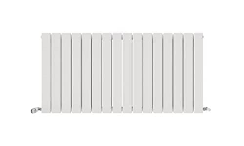 Image of iBathUK Apex Wall Mounted Horizontal Double Slim Flat Panel Radiator, 16-Column Steel, Hydronic Central Heating, High Thermal Output, Modern Designer Radiator for Bathroom in Matt White, 600x1216 mm