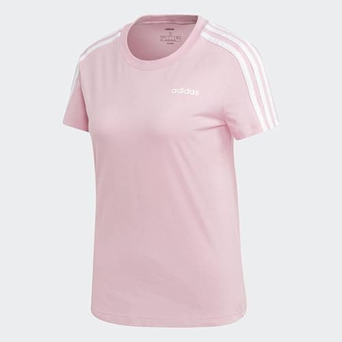 Image of adidas Women Essentials 3-Stripes Slim Short Sleeve T-Shirt - True Pink/White, Small
