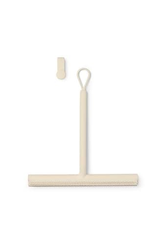 Image of Brabantia - ReNew Shower Squeegee with Door Hook - Silicone Brush & Cleaning Wiper for Bathroom Glass & Tiles - Soft, Non-Slip Handle - Anti-Streak - Corrosion Resistant - Soft Beige - 42.1 x 9 cm