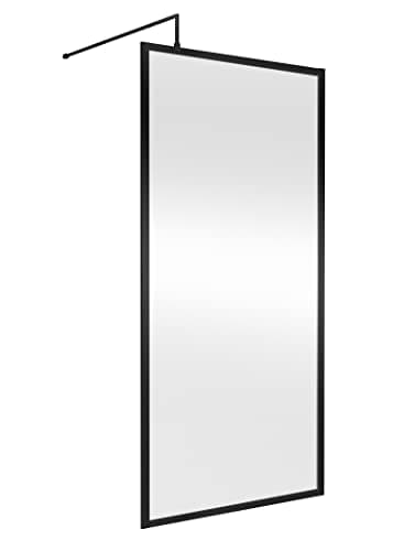 Image of Hudson Reed WRFBP1910 Full Outer Frame Wetroom Screens Full Outer Frame 8mm Toughened Safety Glass Wetroom Screen, 1950mm x 1000mm, Matt Black