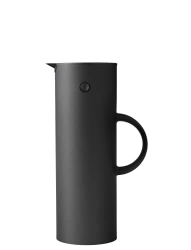 Image of Stelton EM77 Vacuum Jug 1L – Danish Design Thermos in ABS Plastic with Glass Insert, Magnetic Easy-Pour Lid & Screw Top – Insulated Carafe for Hot and Cold Drinks, Soft Black
