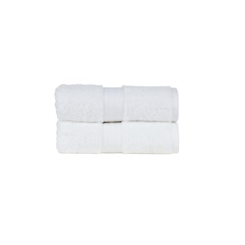 Image of Christy Renaissance 2 Hand Towels Set | White | 100% Egyptian Cotton Pile | Luxuriously Soft and Super Absorbent | 675 GSM | Plush Fluffy and Long Lasting