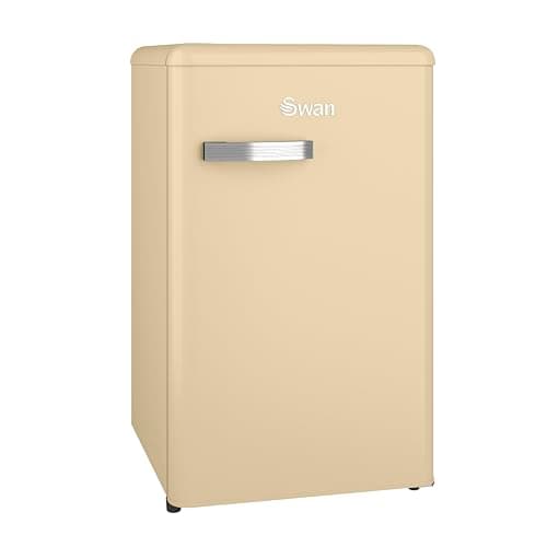 Image of Swan Retro Under Counter Fridge with 77L Fridge Capacity, 13L Freezer Capacity, 1 Glass Shelf, 3 Door Shelves, 1 Salad Drawer, Cream, SR11035CNE