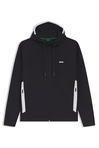 Image of BOSS Mens Saggy 1 IN Zip-up hoodie in a cotton blend with stretch