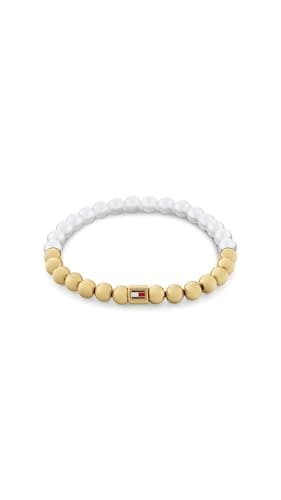 Image of Tommy Hilfiger Jewelry Women's Yellow Gold Beaded Bracelet with Glass Pearls - 2780962