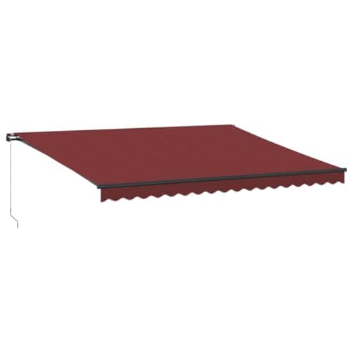 Image of vidaXL Manual Retractable Awning with LEDs - Burgundy, 450x350cm, UV Resistant, Aluminium Frame for Patio, Balcony, Outdoor Use