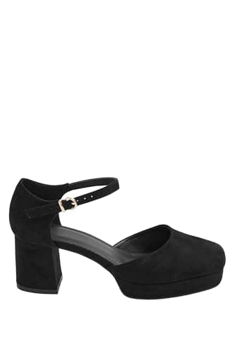 Image of Yours - Faux Suede Platform Block Heels In Extra Wide Eee Fit - Women's