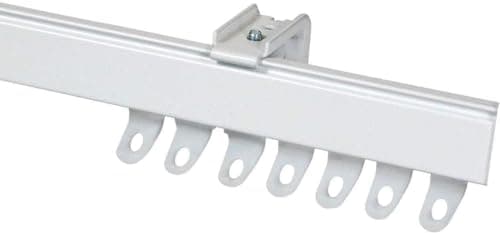 Image of Speedy Products 200cm White Aluminium Fineline Track Set - Curtain Track For Straight or Bay Windows