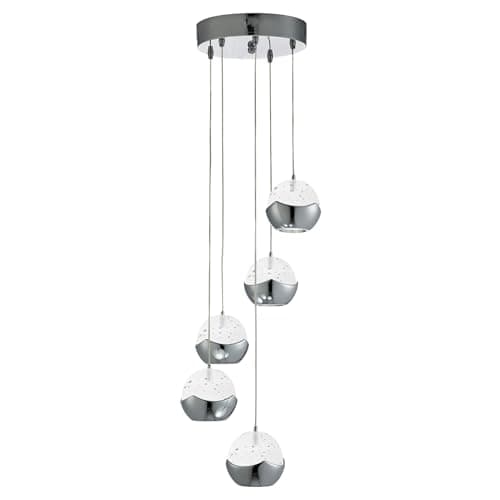 Image of Searchlight 7355-5CC Iceball Modern 5 Light Ceiling Pendant Light in Chrome