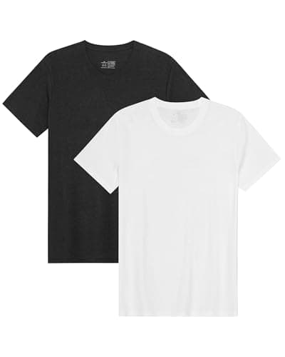 Image of DANISH ENDURANCE Men's T-Shirts, Organic Cotton T-Shirts for Men, Multipack, Crew Neck or V-Neck, Short Sleeve, Premium Soft Blend, 2-Pack Multicolour (1xWhite, 1xBlack) L