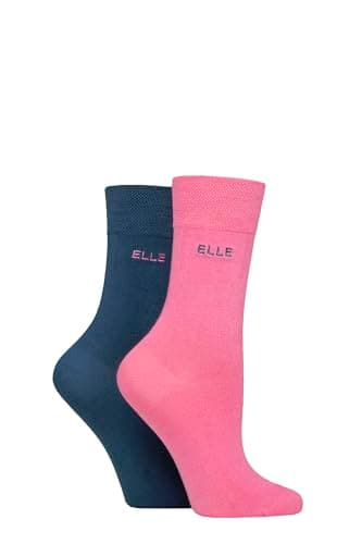 Image of ELLE Ladies Bamboo Fibre Socks - Soft, Breathable & Cooling Plain Socks in a Multipack of 2 Pairs Sizes 4-8 Seafarer