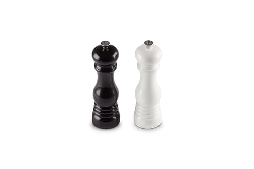 Image of Le Creuset Classic Adjustable Salt and Pepper Mill Set, Chip-Resistant ABS Plastic, Anti-Corrosion, 40g, Black and White, 96002100169100