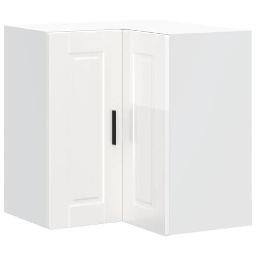 Image of vidaXL Porto Kitchen Wall Corner Cabinet High Gloss White - Engineered Wood with Ample Storage - 57x57x60 cm
