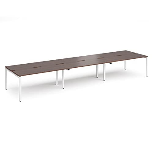 Image of DAMS Adapt triple back to back desks 4800mm x 1200mm - white frame, walnut top