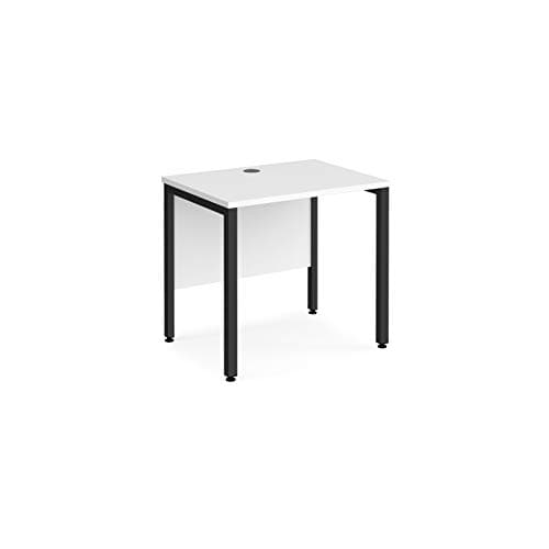 Image of Mr Office Maestro 25 straight desk 600mm deep - black bench leg frame, White, 800