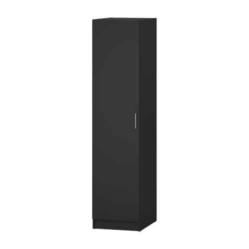 Image of Panana Modern 1 Door Wardrobe with Hanging Rail and Storage Shelf, Compact Bedroom Clothes Cupboard Organizer Furniture, Easy Assembly (Black)