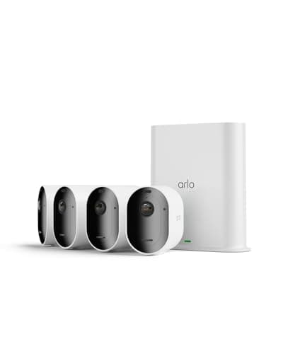 Image of Arlo Pro 5 Security Camera Outdoor Wireless with SmartHub Local Storage, 2K Outdoor Camera Kit with Rechargeable Battery, Free Trial of Secure, Advanced Colour Night Vision, 4 Cameras, White