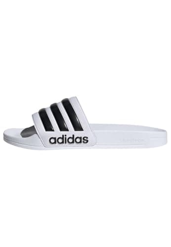 Image of adidas Unisex Adilette Shower Slides, Cloud White/Core Black/Cloud White, 10 UK