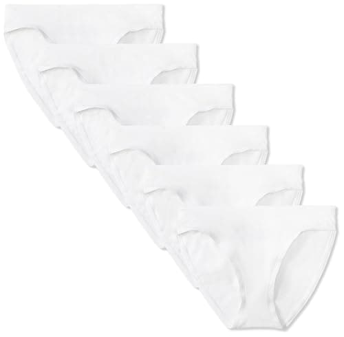 Image of Amazon Essentials Women's Cotton Bikini Brief Underwear (Available in Plus Size), Pack of 6, White, 12