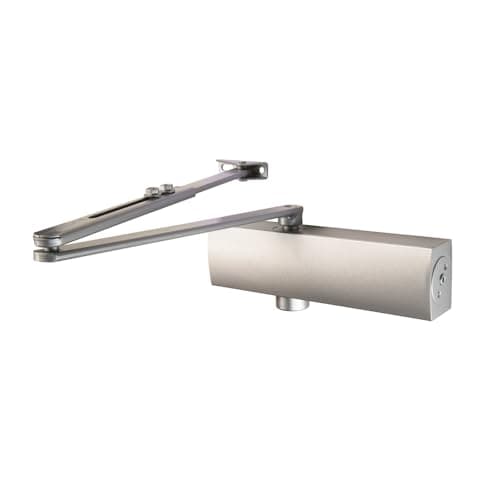 Image of Ironmongery Solutions® Overhead Door Closer Variable Power Adjustable Strength Door Control for Interior and Commercial Applications (Silver)