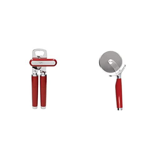 Image of KitchenAid Stainless Steel Tin Opener – Empire Red & Stainless Steel Pizza Cutter - Empire Red