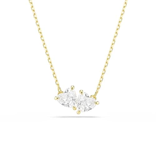 Image of Swarovski Mesmera Necklace, Clear Heart-Cut Crystals in a Gold-Tone Finished Setting, Part of the Mesmera Collection