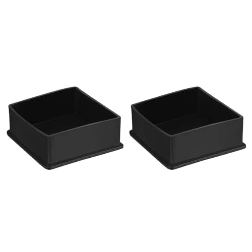 Image of sourcing map 2Pcs PVC Square Chair Leg Caps, 75mm x 75mm OD Black Furniture Feet Pads Table Foot Cover Caps Floor Protectors for Patio Table Cabinet Bed Furniture