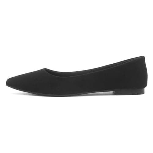 Image of Lilley Womens Black Pointed Toe Slip On Ballerina - Size 5 UK - Black