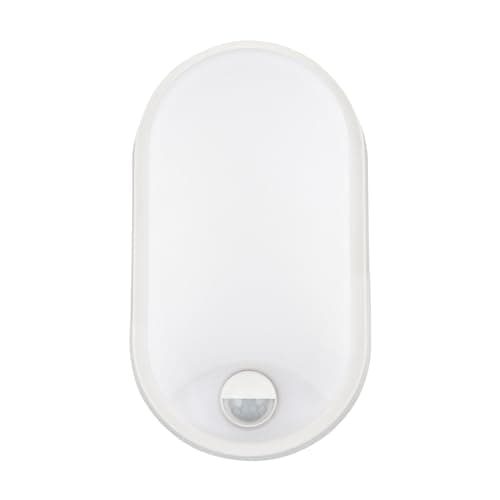Image of M EGA MEGACUBE 18W LED 4000K IP65 Flush Wall Mounted PIR Sensor Oval Bulkhead Light Fixture for Outdoor, Garden, Shed, Porch, Garage, Workshop, Patio, Hallway, Corridor, Workshop etc - White