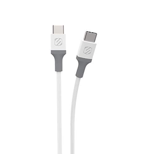 Image of SCOSCHE USB C to USB C Charger Cable Phone Charger USB Type C Charger Cable Fast Charging Strikeline Charge & Sync Braided Cable 4 Feet, White/Grey