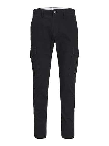 Image of JACK & JONES Mens Jpstace Jjtucker AMA Noos Cargo Trousers, Black, 32W / 32L UK