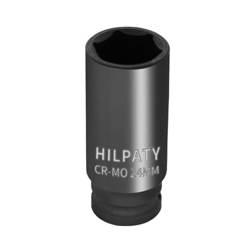 Image of Hlipaty Impact Socket 24mm, 1/2" Square Drive 6 Point Cr-Mo Deep Socket, 78mm Length