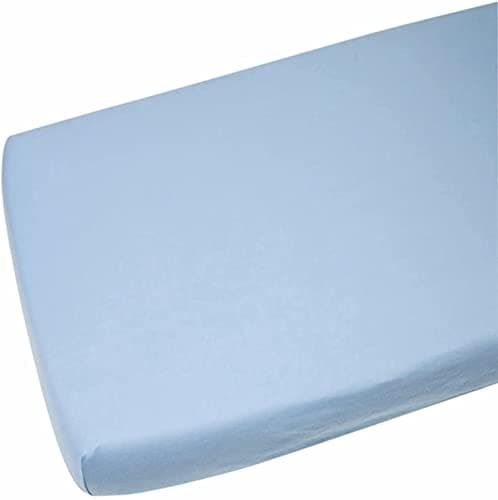 Image of Mini Cot Bed Sheets Fitted 100x50 | Space Saver Mattress Sheet | 4 Way Stretch Soft Bedsheet Hypoallergenic Elasticated Breathable Fitted Cot Sheets (Single Pack, Blue)