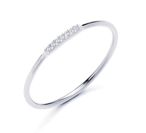 Image of Old English Jewellers 9ct White Gold Natural Diamond 7 Stone Eternity Dainty Band Ring size J to S (S)