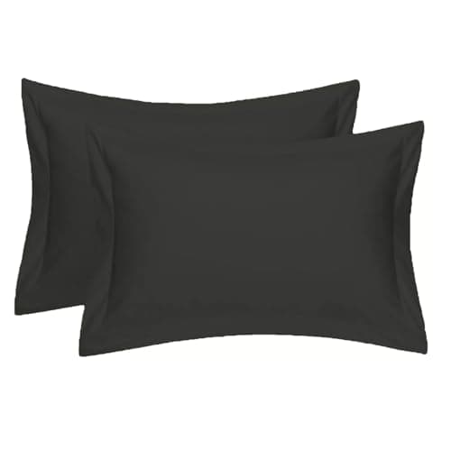 Image of JRI Oxford Pillowcases Pair of Polycotton and 100% Cotton,Wrinkle Resistant, Soft and Cozy Standard Pillow Covers Dyed in Trendy Colors,Size 50 cm x 75 cm (Oxford Pack of 2, Black)