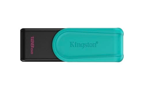 Image of Kingston DataTraveler Exodia S USB Flash Drive - 128GB - USB 3.2 Gen 1 - USB Type A - Black/Turquoise - DTXS/128GB
