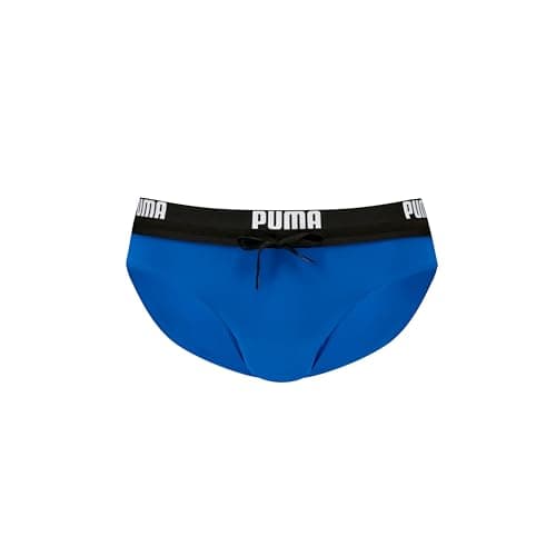 Image of PUMA Men's Logo Swim Briefs, Vivid Blue,